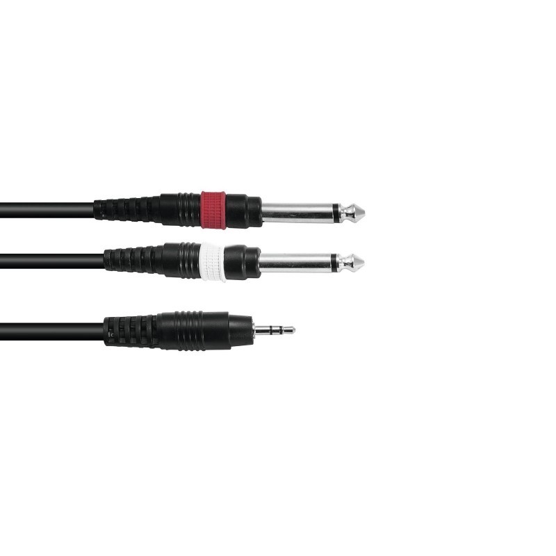 OMNITRONIC Adaptercable 3.5 Jack/2xJack 1m bk